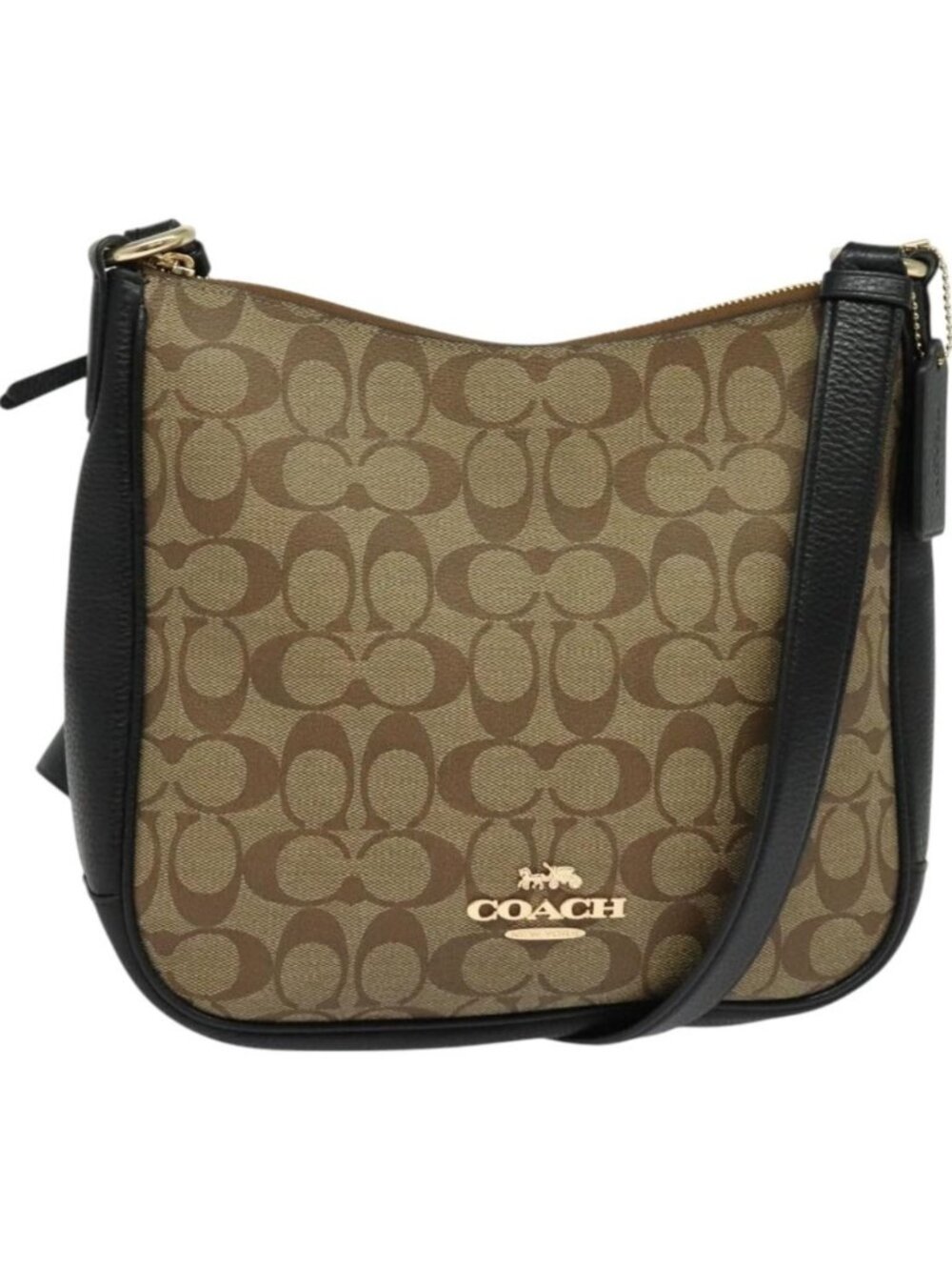 Coach Signature Shoulder Bag PVC Beige Gold